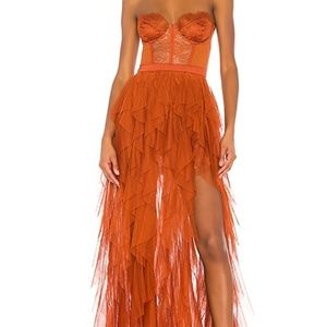 For Love and Lemons Bustier Gown in Rust